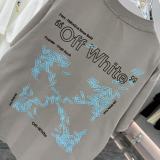 Off White Fashion Embroidery Paper Clip Logo Short Sleeve Unisex Casual Loose Washed T-shirt