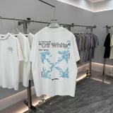 Off White Fashion Embroidery Paper Clip Logo Short Sleeve Unisex Casual Loose Washed T-shirt