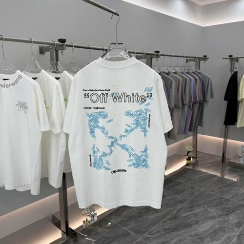 Off White Fashion Embroidery Paper Clip Logo Short Sleeve Unisex Casual Loose Washed T-shirt