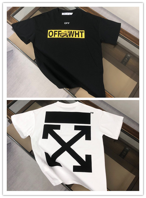 Off White Fashion Logo Arrow Printed Short Sleeve Unisex Casual Loose T-shirt