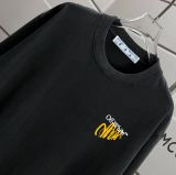 Off White Fashion Graffiti Arrow Printed Short Sleeve Unisex Casual Loose Washed T-shirt