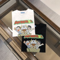 Gucci Fashion Doraemon Logo Printed Short Sleeve Unisex Casual Loose T-shirt