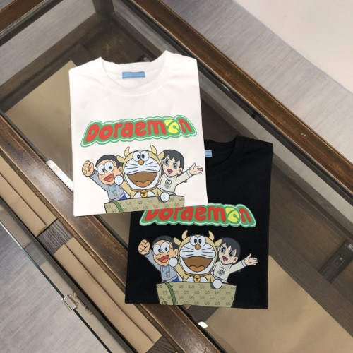 Gucci Fashion Doraemon Logo Printed Short Sleeve Unisex Casual Loose T-shirt
