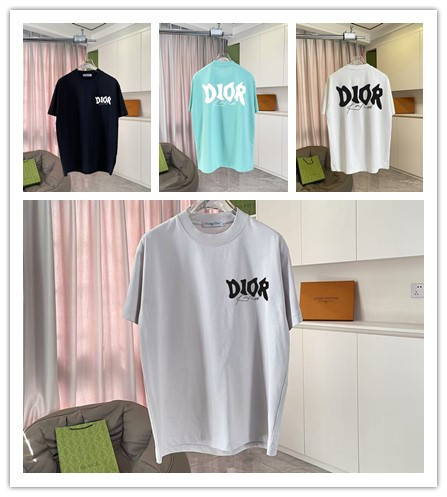 Dior Classic Logo Printed Simple Short Sleeve Couple Casual Loose T-shirt
