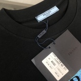 Prada Fashion Classic Triangle Logo Short Sleeve Unisex Casual Loose T-shirt