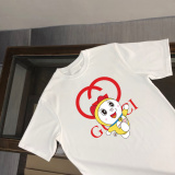 Gucci Fashion Doraemon Logo Printed Short Sleeve Unisex Casual Loose T-shirt