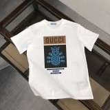 Gucci Fashion Rose Pineapple Printed Short Sleeve Unisex Casual Round Neck T-shirt