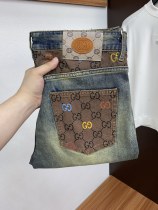 Gucci 26SS Fashion Logo Printed Slimming Straight leg Jeans Water Washed Versatile Jeans Gucci 26SS Fashion Logo Printed Slimming Straight leg Jeans Water Washed Versatile Jeans