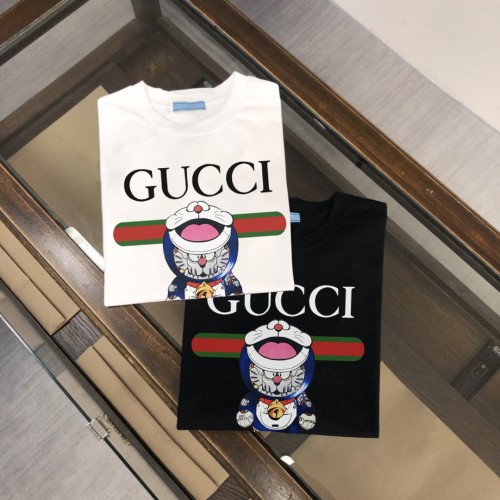 Gucci Personalized Dingdang Cat Logo Printed Short Sleeve Unisex Casual Round Neck T-shirt