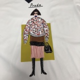 Prada Fashion Logo Printed Round Neck Short Sleeve Unisex Casual Versatile T-shirt