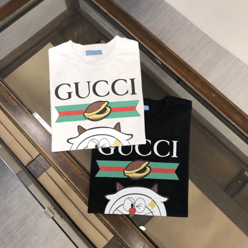 Gucci Personalized Dingdang Cat Logo Printed Short Sleeve Unisex Casual Round Neck T-shirt