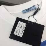 Prada Fashion Classic Triangle Logo Short Sleeve Unisex Casual Loose T-shirt