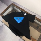 Prada Fashion Classic Triangle Logo Short Sleeve Unisex Casual Loose T-shirt