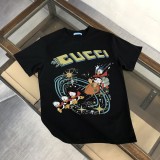 Gucci Fashion Cartoon Logo Printed Short Sleeve Couple Casual Round Neck T-shirt