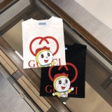 Gucci Fashion Doraemon Logo Printed Short Sleeve Unisex Casual Loose T-shirt