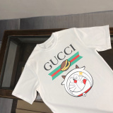 Gucci Personalized Dingdang Cat Logo Printed Short Sleeve Unisex Casual Round Neck T-shirt