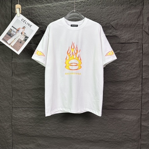 Balenciaga 26SS Fashion Flame Logo Printed T-shirt Couple Casual Versatile Short Sleeve