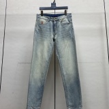 Louis Vuitton 26ss New Fashion Versatile Embroidered Logo Washed Slim Fit Small Straight leg Jeans