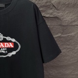 Prada Classic Embroidered Logo T-Shirt Couple Casual Versatile Short Sleeve