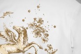 Dior Fashion Floral Pegasus Logo Printed T-shirt Couple Casual Versatile Short Sleeve
