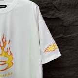 Balenciaga 26SS Fashion Flame Logo Printed T-shirt Couple Casual Versatile Short Sleeve