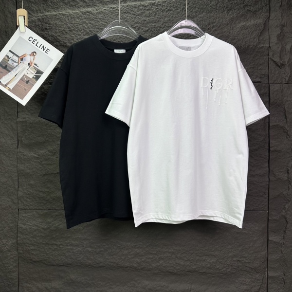 Dior 26SS Fashion Foam Melted Logo Printed T-shirt Unisex Casual Versatile Short Sleeve
