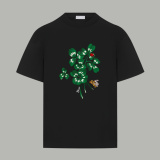 Dior Fashion Flower Bee Logo Printed T-shirt Couple Casual Versatile Short Sleeve
