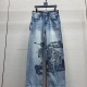 Burberry 26ss New Fashion Versatile Warhorse Printed Washed Straight leg Jeans