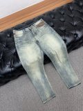 Louis Vuitton Fashion Logo Printed Washed Slim Fit Small Straight leg Jeans