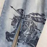 Burberry 26ss New Fashion Versatile Warhorse Printed Washed Straight leg Jeans