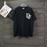 Dior 26SS Fashion Heavy Industry Embroidered Logo T-shirt Unisex Casual Versatile Short Sleeve