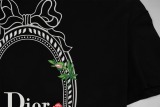 Dior New Fashion Flower Bird Printed T-shirt Couple Casual Versatile Short Sleeve