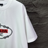 Prada Classic Embroidered Logo T-Shirt Couple Casual Versatile Short Sleeve