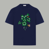 Dior Fashion Flower Bee Logo Printed T-shirt Couple Casual Versatile Short Sleeve
