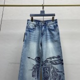 Burberry 26ss New Fashion Versatile Warhorse Printed Washed Straight leg Jeans