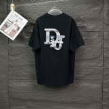 Dior 26SS Fashion Heavy Industry Embroidered Logo T-shirt Unisex Casual Versatile Short Sleeve