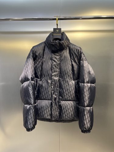 Dior Classic Mech Series Black Tone+Full Printed Jacquard Fabric Fashion Coat Down Jacket