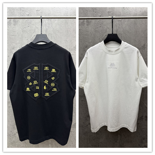 Balenciaga 26SS Fashion Embroidered Logo T-shirt Unisex Casual Versatile Short Sleeve