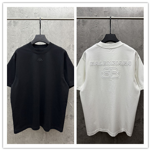 Balenciaga 26SS Fashion Heavy Industry Embroidered Logo T-shirt Unisex Casual Loose Short Sleeve