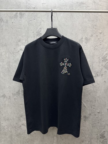 Chrome Hearts 26SS Fashion Heavy Industry Patch T-shirt Unisex Casual Versatile Short Sleeve