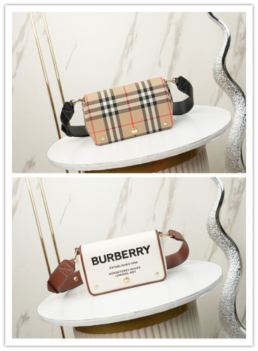 Burberry Fashion Retro Checkered Leather Slant Backpack Handbag Size: 18 x 8 x 12 CM