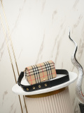 Burberry Fashion Retro Checkered Leather Slant Backpack Handbag Size: 18 x 8 x 12 CM
