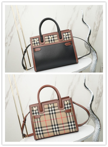 Burberry Fashion Retro Pattern Rivet Handbag Crossbody Bag Size: 26 x 13.5 x 20 CM