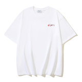 Off White Fashion Slant Stripe Printed T-shirt Unisex Casual Loose Short Sleeve