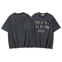 Off White Classic Logo Printed Washed T-shirt Unisex Casual Loose Short Sleeve Off White Classic Logo Printed Washed T-shirt Unisex Casual Loose Short Sleeve