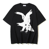 Off White Fashion Eagle Pentagram Printed T-shirt Unisex Casual Loose Short Sleeve