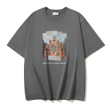 Off White Fashion Audio Train Printed Short Sleeve Unisex Casual Versatile T-shirt