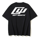 Off White Fashion Eagle Pentagram Printed T-shirt Unisex Casual Loose Short Sleeve