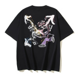 Off White Fashion Inkjet Arrow Printed T-shirt Unisex Casual Loose Short Sleeve