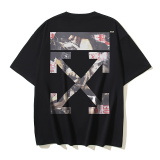 Off White Fashion Religious Oil Painting Arrow Printed Short Sleeve Unisex Casual Versatile T-shirt